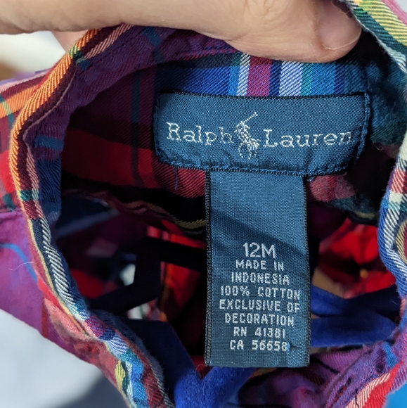 Ralph Lauren Baby Boy Botton Up Plaid Shirt 12 Month 12M - Picture 9 of 9